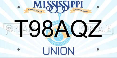 T98AQZ Mississippi License Plate
