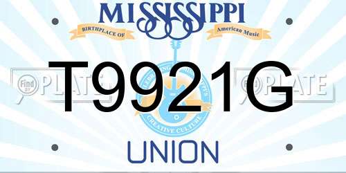 T9921G Mississippi License Plate