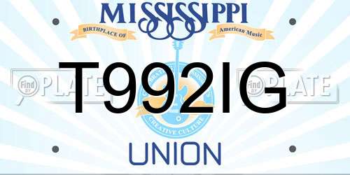 T992IG Mississippi License Plate