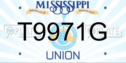 T9971G Mississippi License Plate