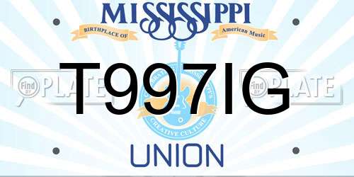 T997IG Mississippi License Plate