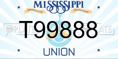 T99888 Mississippi License Plate
