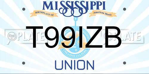 T99IZB Mississippi License Plate
