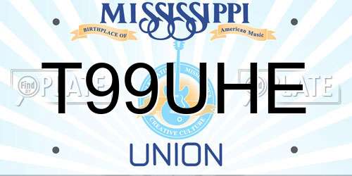 T99UHE Mississippi License Plate