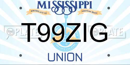 T99ZIG Mississippi License Plate