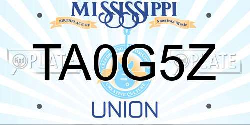 TA0G5Z Mississippi License Plate