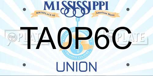 TA0P6C Mississippi License Plate