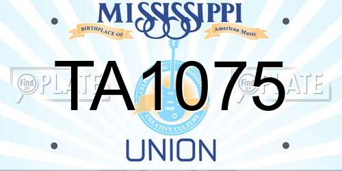 TA1075 Mississippi License Plate