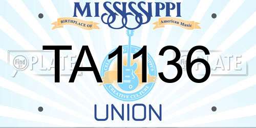TA1136 Mississippi License Plate
