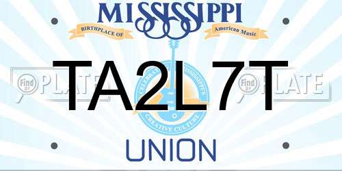 TA2L7T Mississippi License Plate