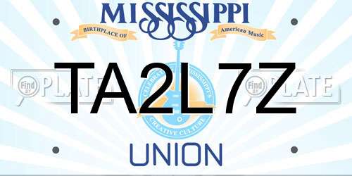 TA2L7Z Mississippi License Plate