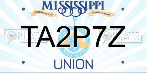 TA2P7Z Mississippi License Plate