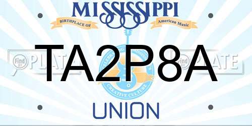TA2P8A Mississippi License Plate