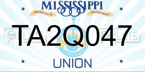 TA2Q047 Mississippi License Plate