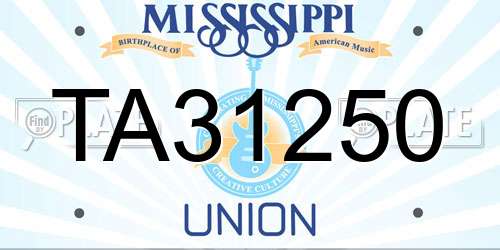 TA31250 Mississippi License Plate