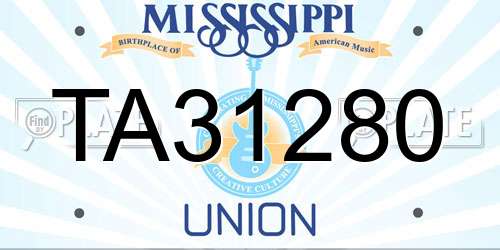 TA31280 Mississippi License Plate