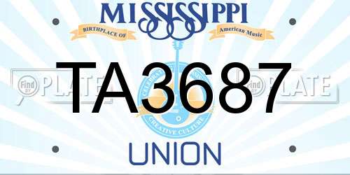 TA3687 Mississippi License Plate