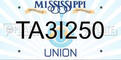 TA3I250 Mississippi License Plate