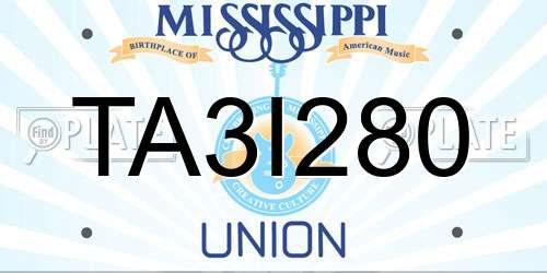 TA3I280 Mississippi License Plate