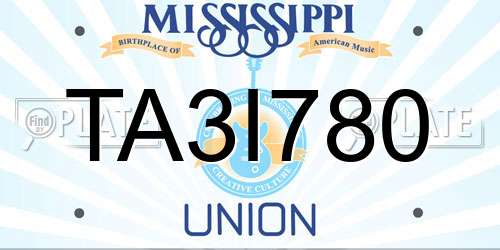 TA3I780 Mississippi License Plate
