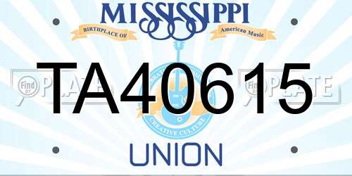 TA40615 Mississippi License Plate