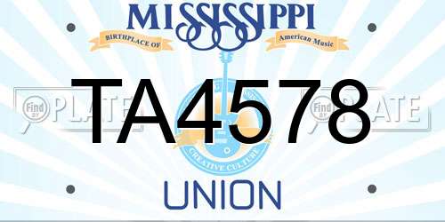 TA4578 Mississippi License Plate