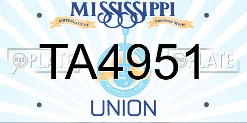 TA4951 Mississippi License Plate