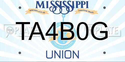 TA4B0G Mississippi License Plate