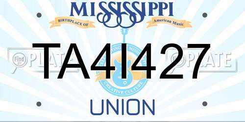 TA4I427 Mississippi License Plate