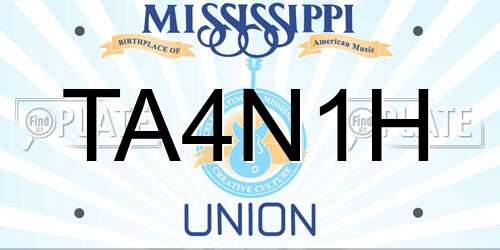 TA4N1H Mississippi License Plate