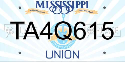 TA4Q615 Mississippi License Plate