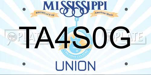 TA4S0G Mississippi License Plate