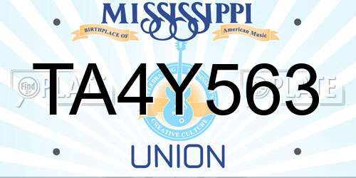 TA4Y563 Mississippi License Plate