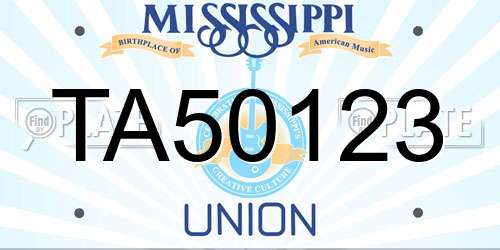 TA50123 Mississippi License Plate