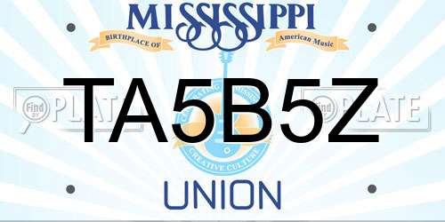 TA5B5Z Mississippi License Plate