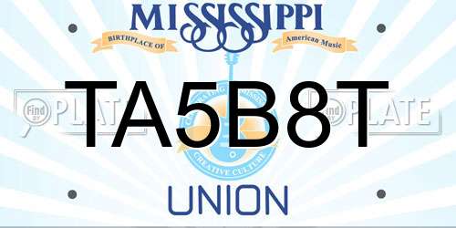 TA5B8T Mississippi License Plate