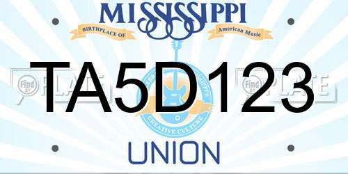 TA5D123 Mississippi License Plate