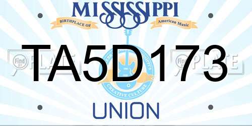 TA5D173 Mississippi License Plate