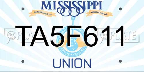 TA5F611 Mississippi License Plate
