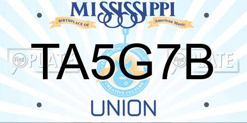 TA5G7B Mississippi License Plate