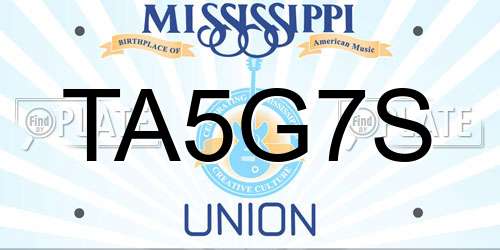 TA5G7S Mississippi License Plate