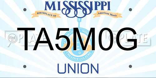 TA5M0G Mississippi License Plate
