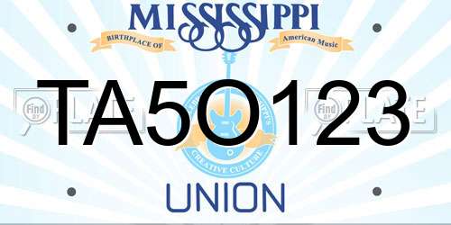 TA5O123 Mississippi License Plate