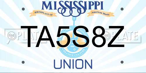 TA5S8Z Mississippi License Plate