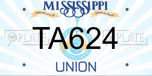 TA624 Mississippi License Plate