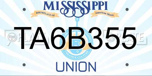 TA6B355 Mississippi License Plate