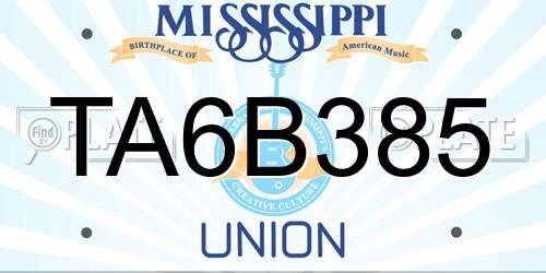 TA6B385 Mississippi License Plate
