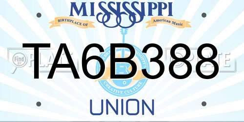 TA6B388 Mississippi License Plate