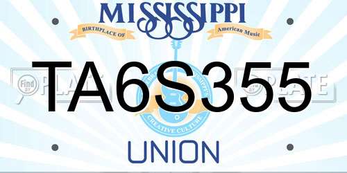 TA6S355 Mississippi License Plate