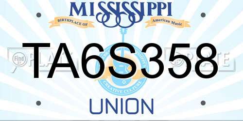 TA6S358 Mississippi License Plate